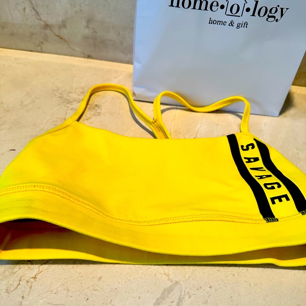 Savage barbell yellow sports bra size small